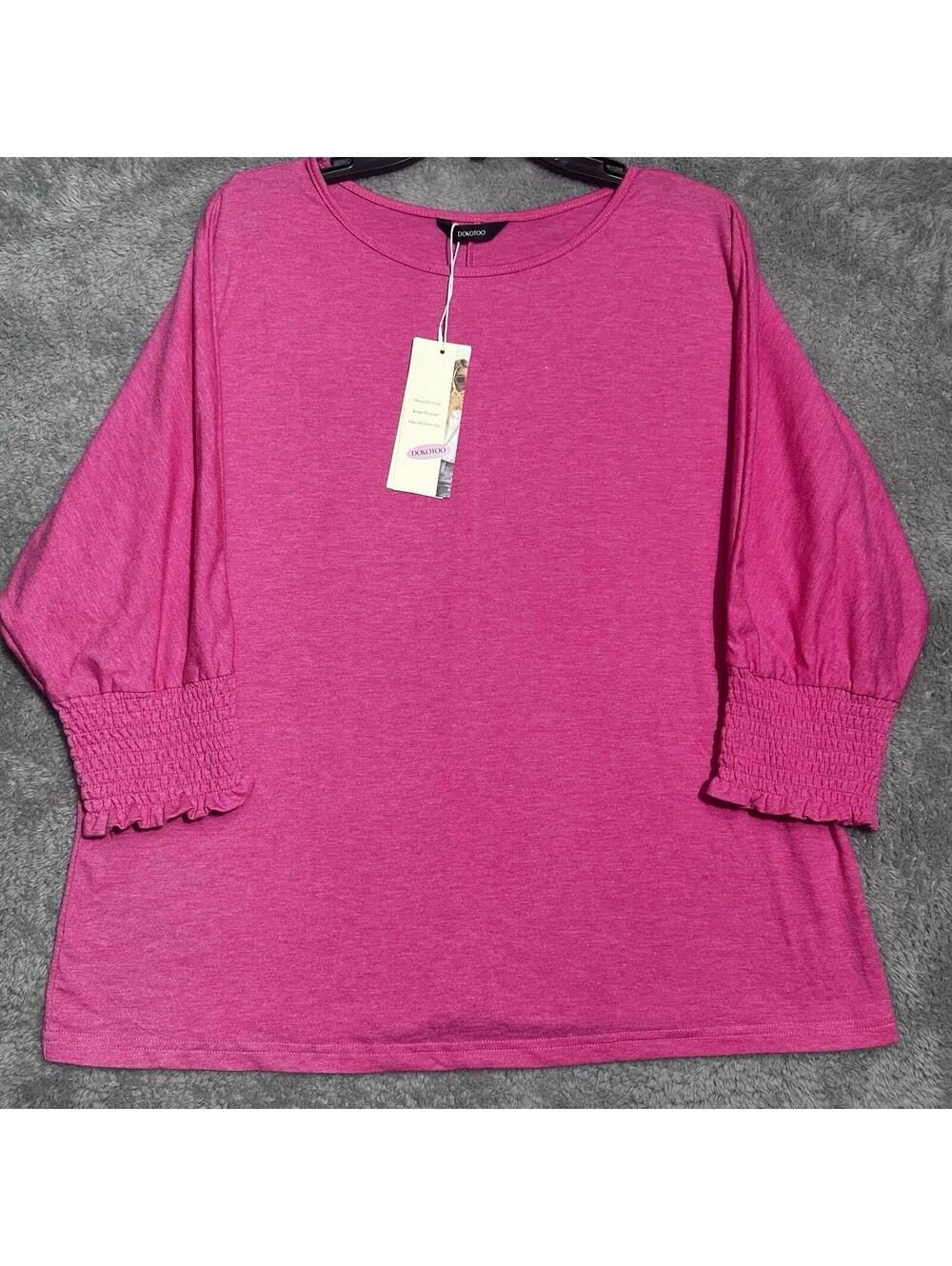 NWT Dokotoo Size XL Pink Color 3/4 Dolman Sleeve Knit Blouse - Picture 2 of 12